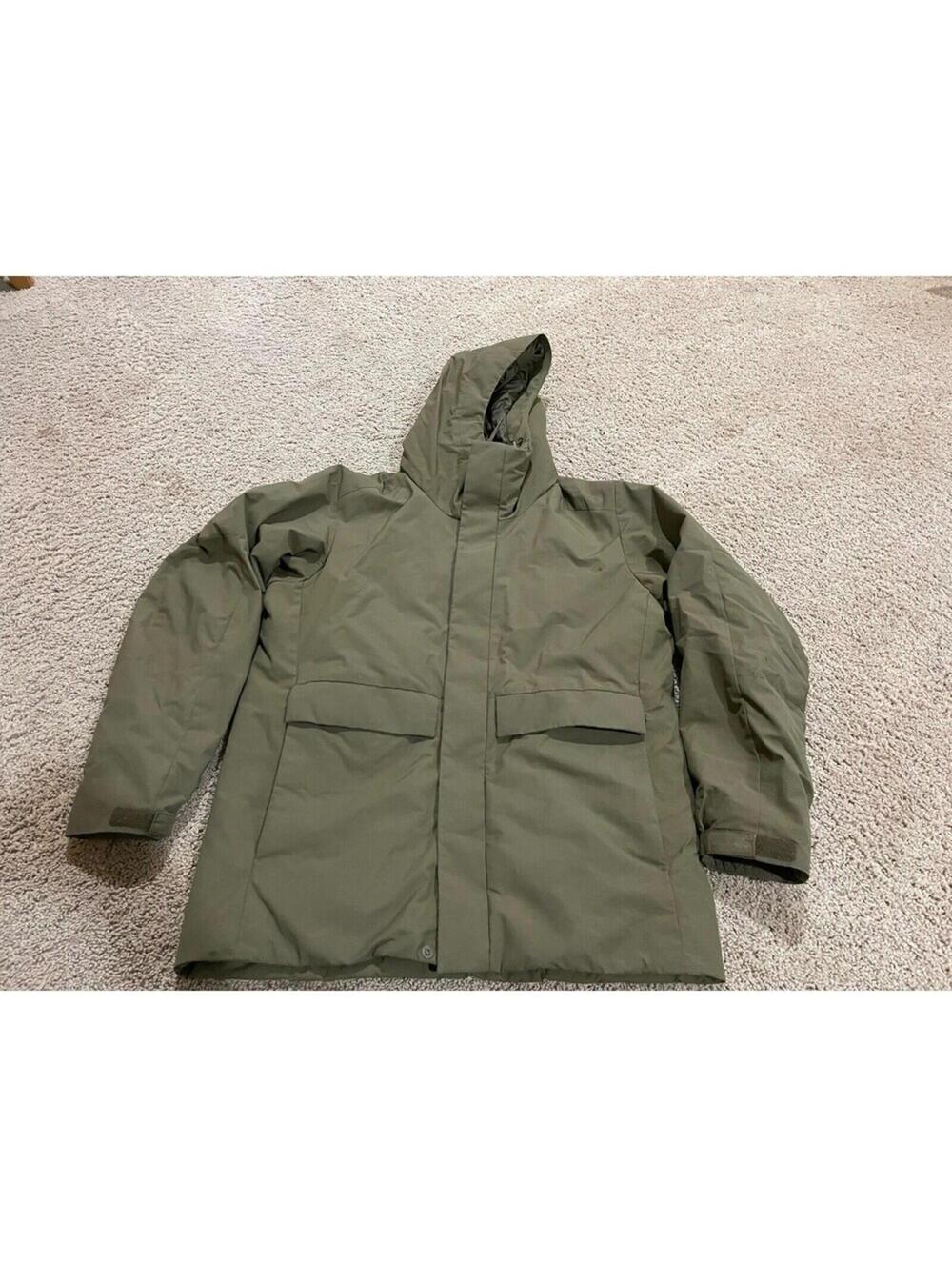 Men’s Uniqlo Hybrid Down Outerwear Parka Jacket S Small Green Hooded Nylon